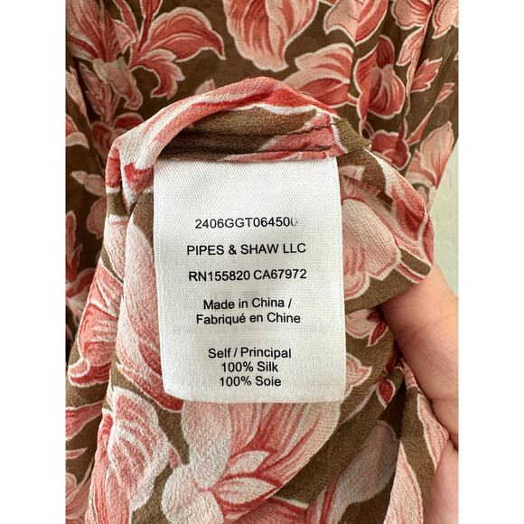 VERONICA BEARD | Ashlynn Blouse Silk Floral Print Top Long Sleeve | Size 8 - Picture 6 of 7